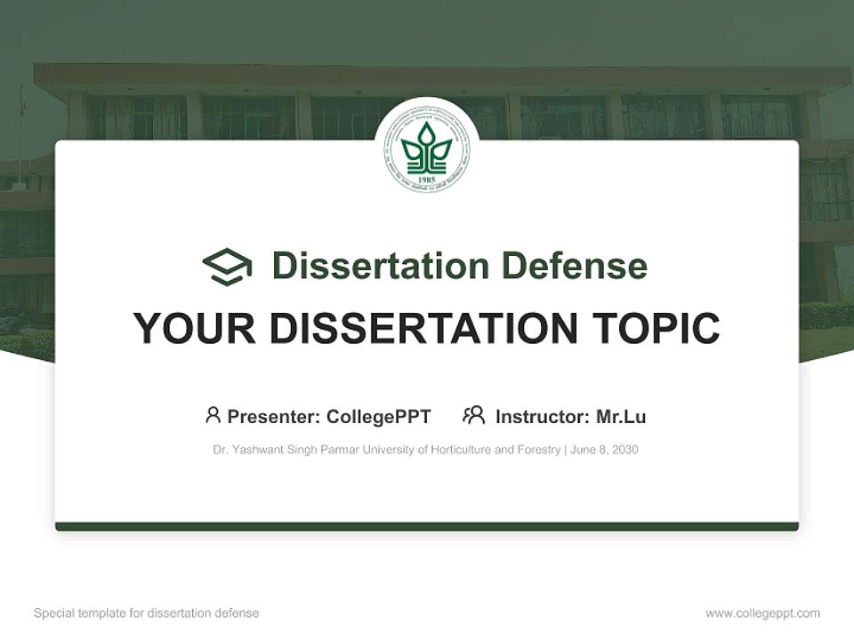 Dr. Yashwant Singh Parmar University of Horticulture and Forestry Graduation Thesis Defense PPT Template4:3 ratio PPT effect preview image7