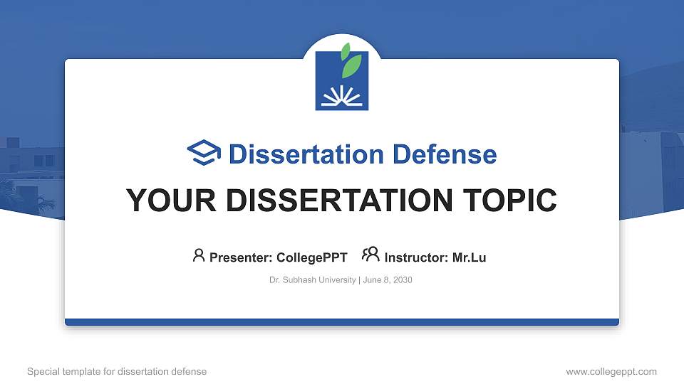 Dr. Subhash University Graduation Thesis Defense PPT Template16:9 ratio PPT effect preview image