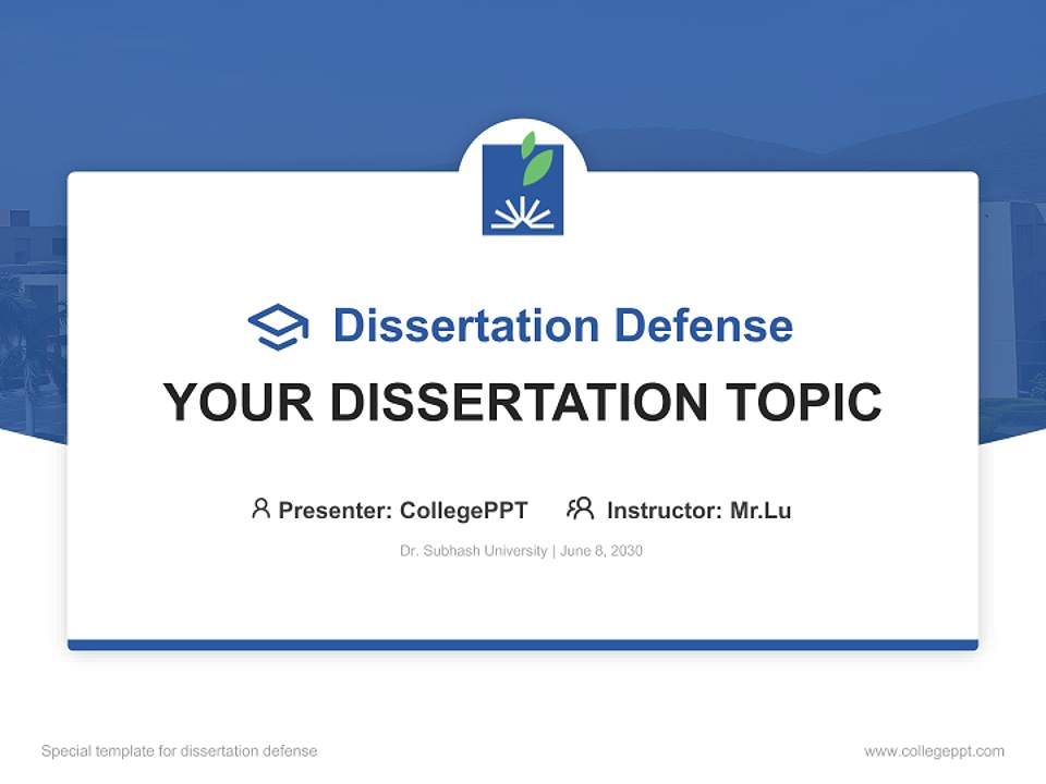 Dr. Subhash University Graduation Thesis Defense PPT Template4:3 ratio PPT effect preview image7