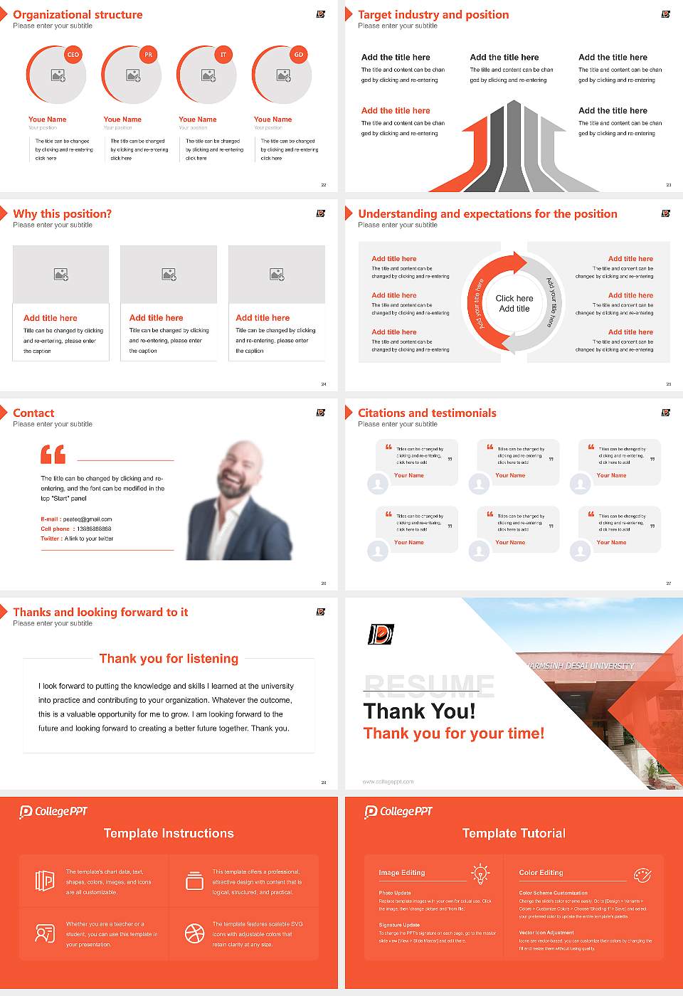 Dharmsinh Desai University Resume PPT Template16:9 ratio PPT effect preview image4