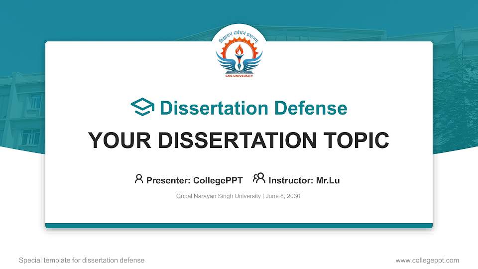 Gopal Narayan Singh University Graduation Thesis Defense PPT Template16:9 ratio PPT effect preview image