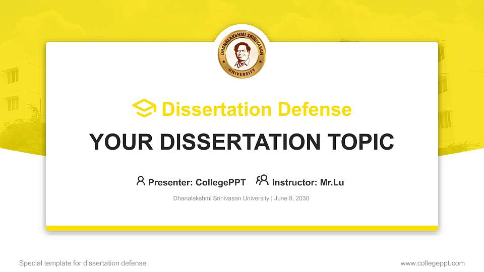 Dhanalakshmi Srinivasan University Graduation Thesis Defense PPT Template16:9 ratio PPT effect preview image