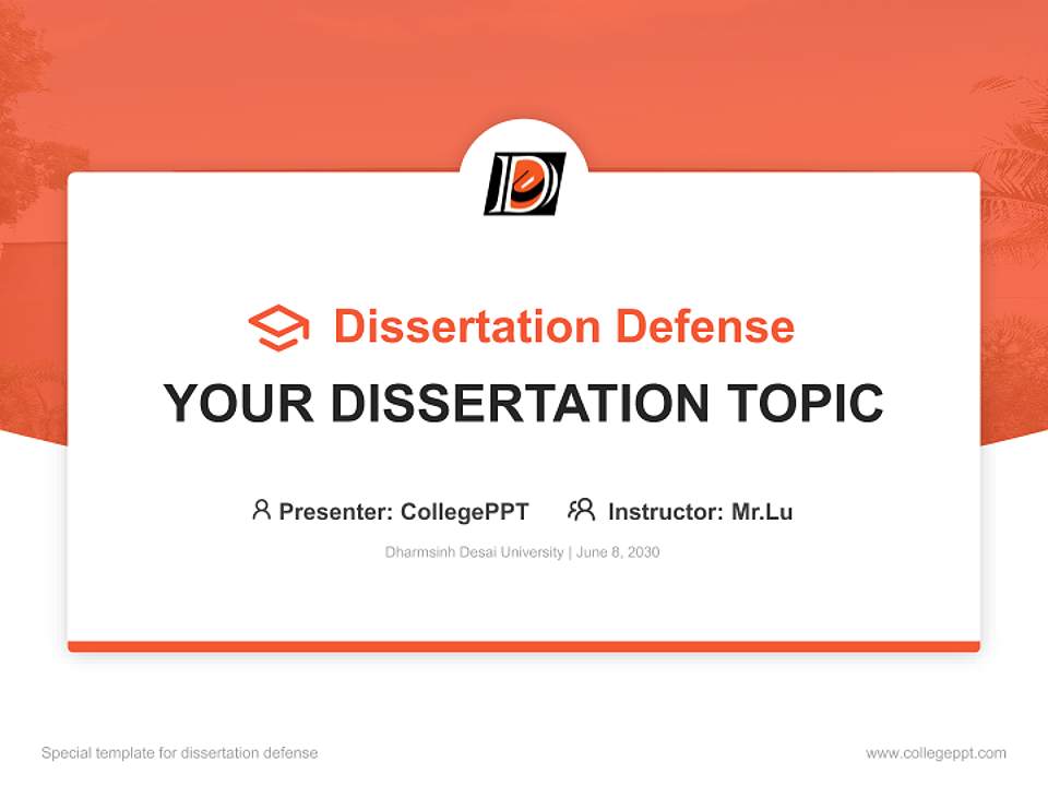 Dharmsinh Desai University Graduation Thesis Defense PPT Template4:3 ratio PPT effect preview image7