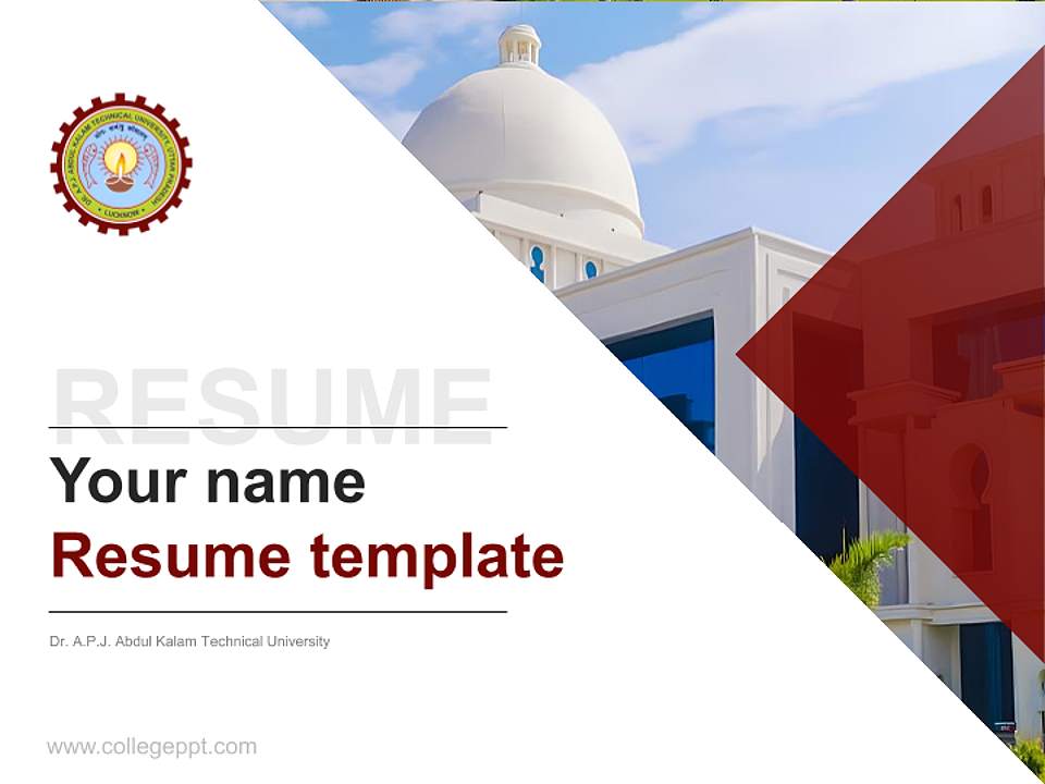 Dr. A.P.J. Abdul Kalam Technical University Resume PPT Template4:3 ratio PPT effect preview image5