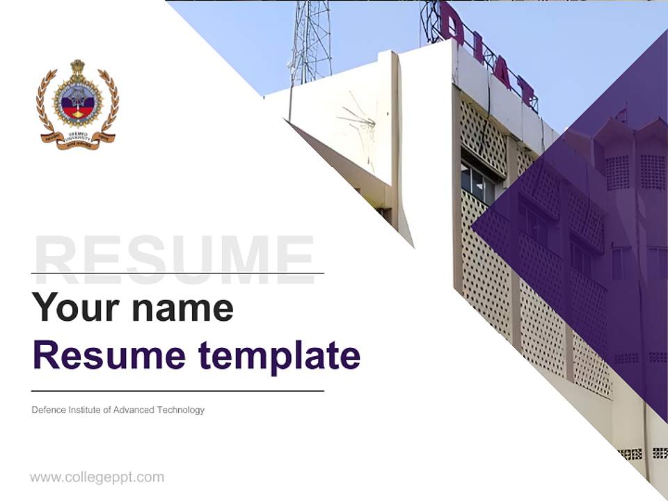 Defence Institute of Advanced Technology Resume PPT Template4:3 ratio PPT effect preview image5