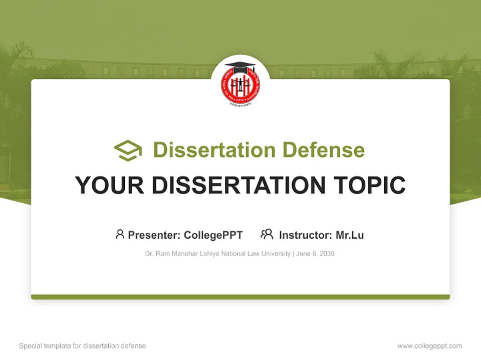 Dr. Ram Manohar Lohiya National Law University Graduation Thesis Defense PPT Template4:3 ratio PPT effect preview image7