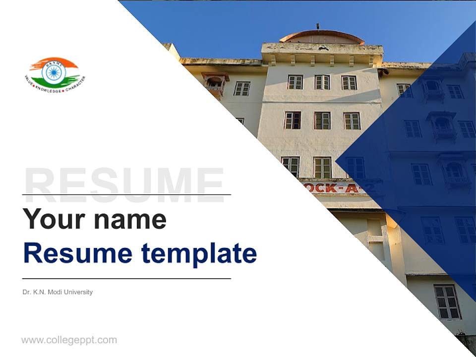 Dr. K.N. Modi University Resume PPT Template4:3 ratio PPT effect preview image5