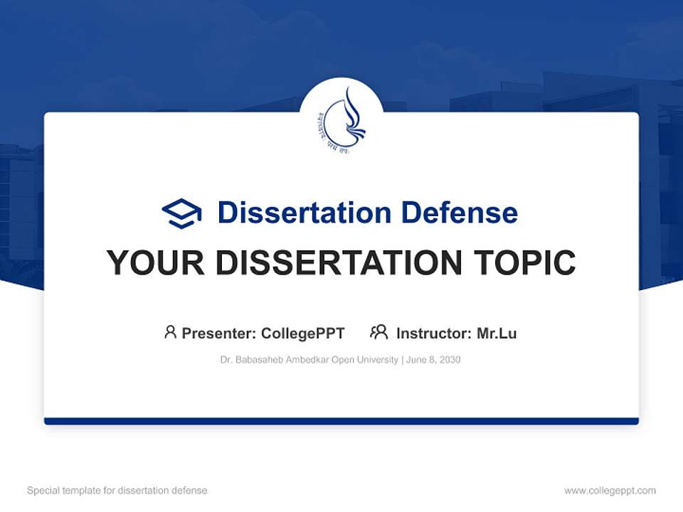 Dr. Babasaheb Ambedkar Open University Graduation Thesis Defense PPT Template4:3 ratio PPT effect preview image7