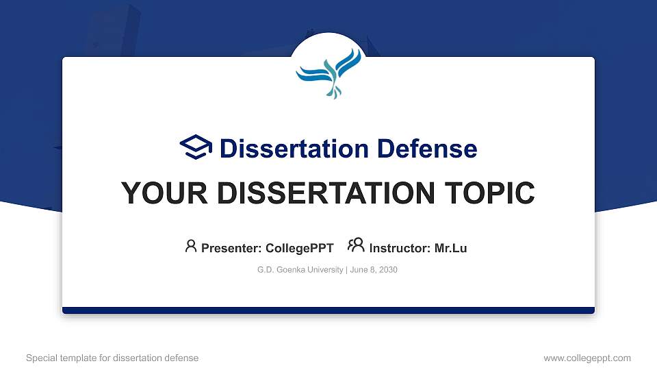 G.D. Goenka University Graduation Thesis Defense PPT Template16:9 ratio PPT effect preview image