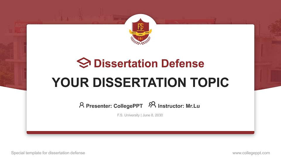 F.S. University Graduation Thesis Defense PPT Template16:9 ratio PPT effect preview image