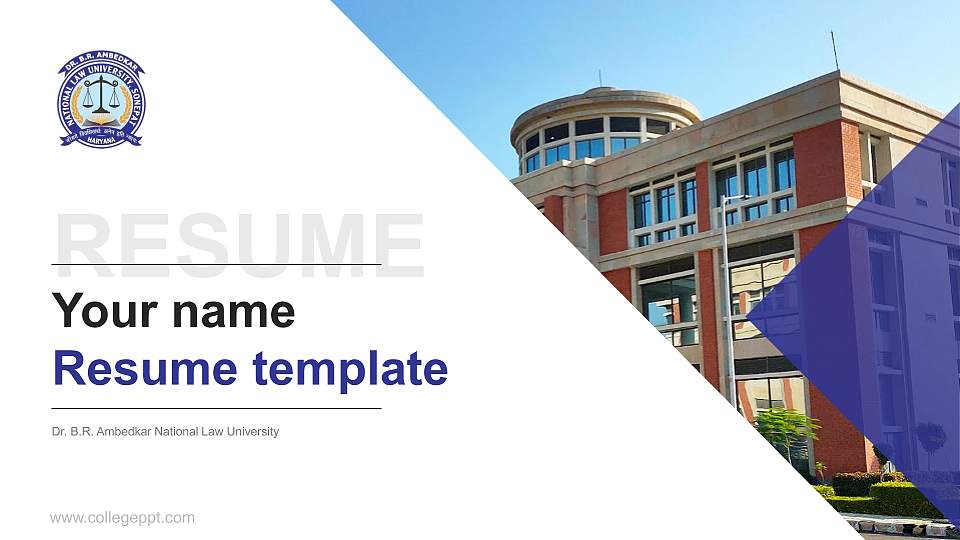 Dr. B.R. Ambedkar National Law University Resume PPT Template16:9 ratio PPT effect preview image