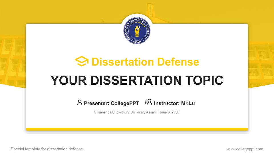 Girijananda Chowdhury University Assam Graduation Thesis Defense PPT Template16:9 ratio PPT effect preview image