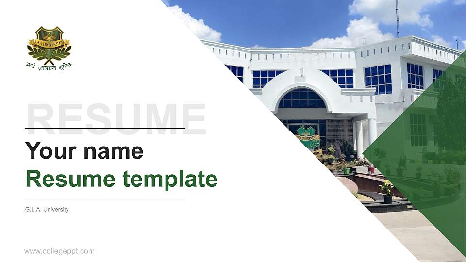 G.L.A. University Resume PPT Template16:9 ratio PPT effect preview image