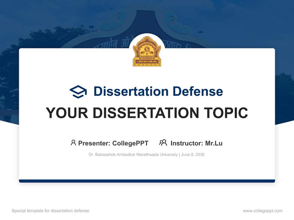 Dr. Babasaheb Ambedkar Marathwada University Graduation Thesis Defense PPT Template4:3 ratio PPT effect preview image7