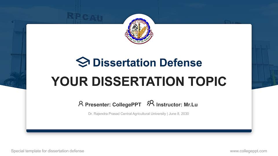 Dr. Rajendra Prasad Central Agricultural University Graduation Thesis Defense PPT Template16:9 ratio PPT effect preview image