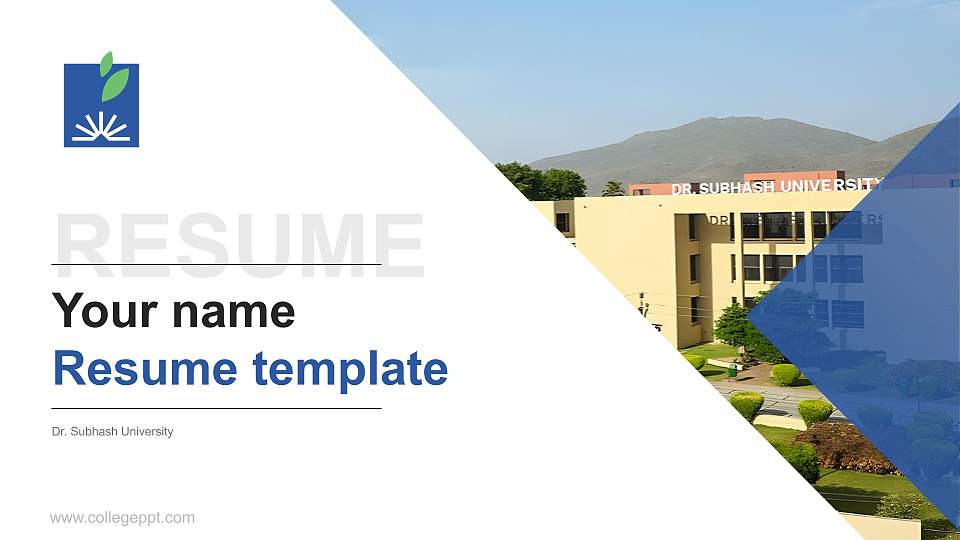 Dr. Subhash University Resume PPT Template16:9 ratio PPT effect preview image