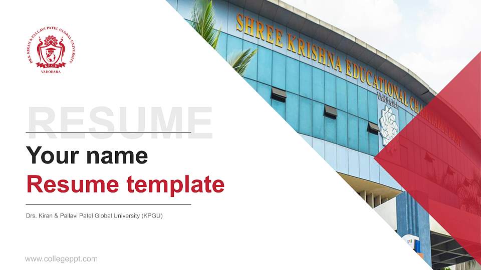 Drs. Kiran & Pallavi Patel Global University (KPGU) Resume PPT Template16:9 ratio PPT effect preview image