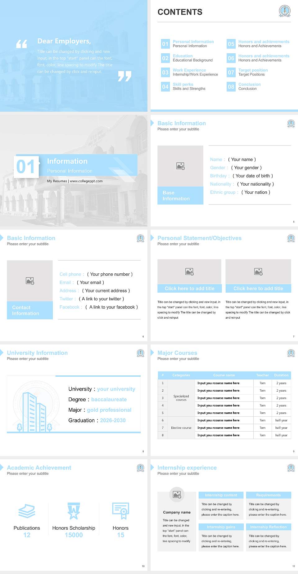 Dr. B.R. Ambedkar University of Social Sciences Resume PPT Template4:3 ratio PPT effect preview image2