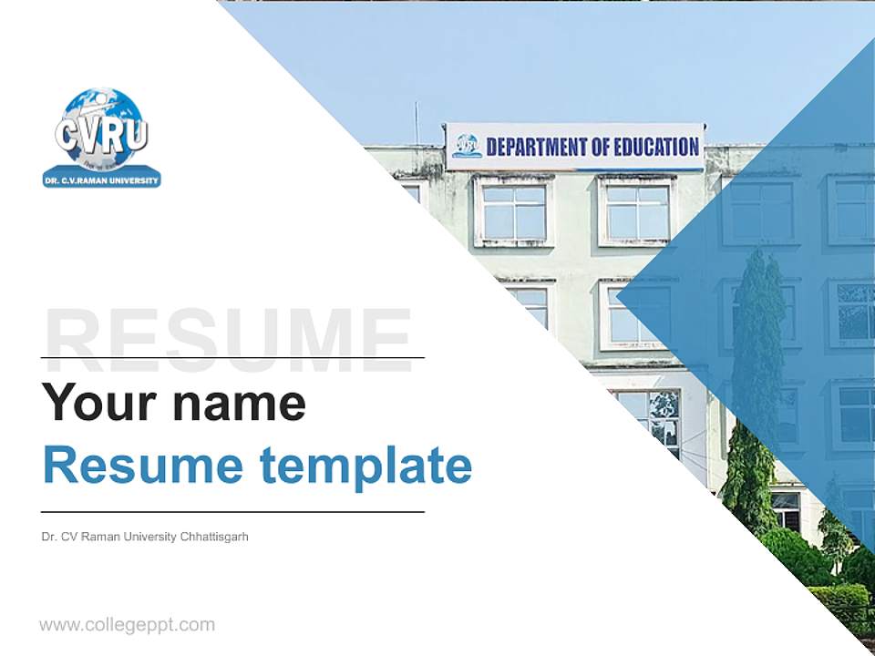 Dr. CV Raman University Chhattisgarh Resume PPT Template4:3 ratio PPT effect preview image5