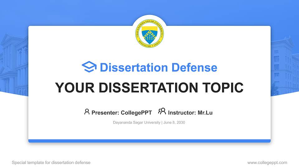 Dayananda Sagar University Graduation Thesis Defense PPT Template16:9 ratio PPT effect preview image1