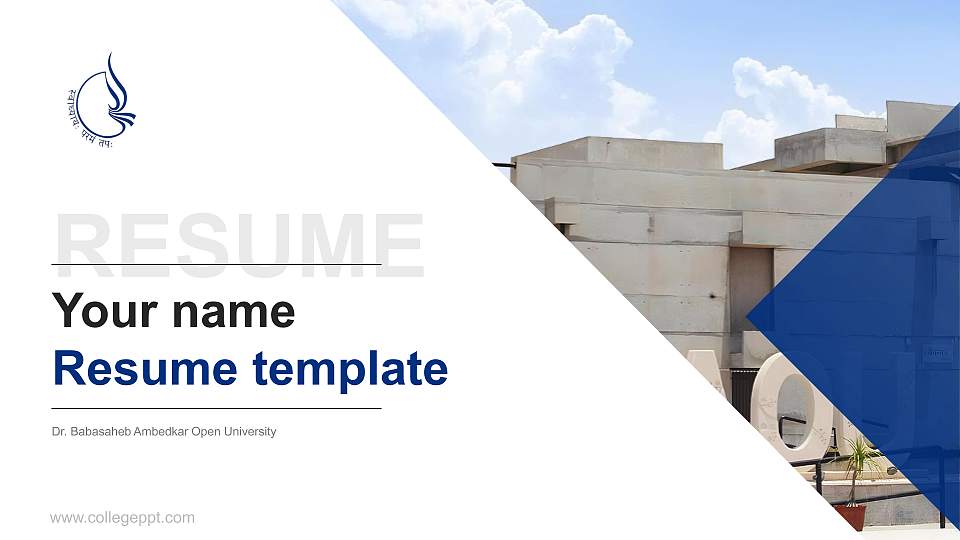 Dr. Babasaheb Ambedkar Open University Resume PPT Template16:9 ratio PPT effect preview image