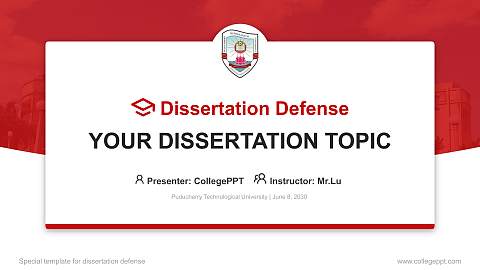 Puducherry Technological University Graduation Thesis Defense PPT Template