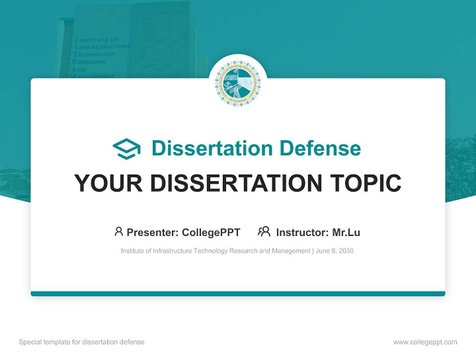 Institute of Infrastructure Technology Research and Management Graduation Thesis Defense PPT Template4:3 ratio PPT effect preview image7