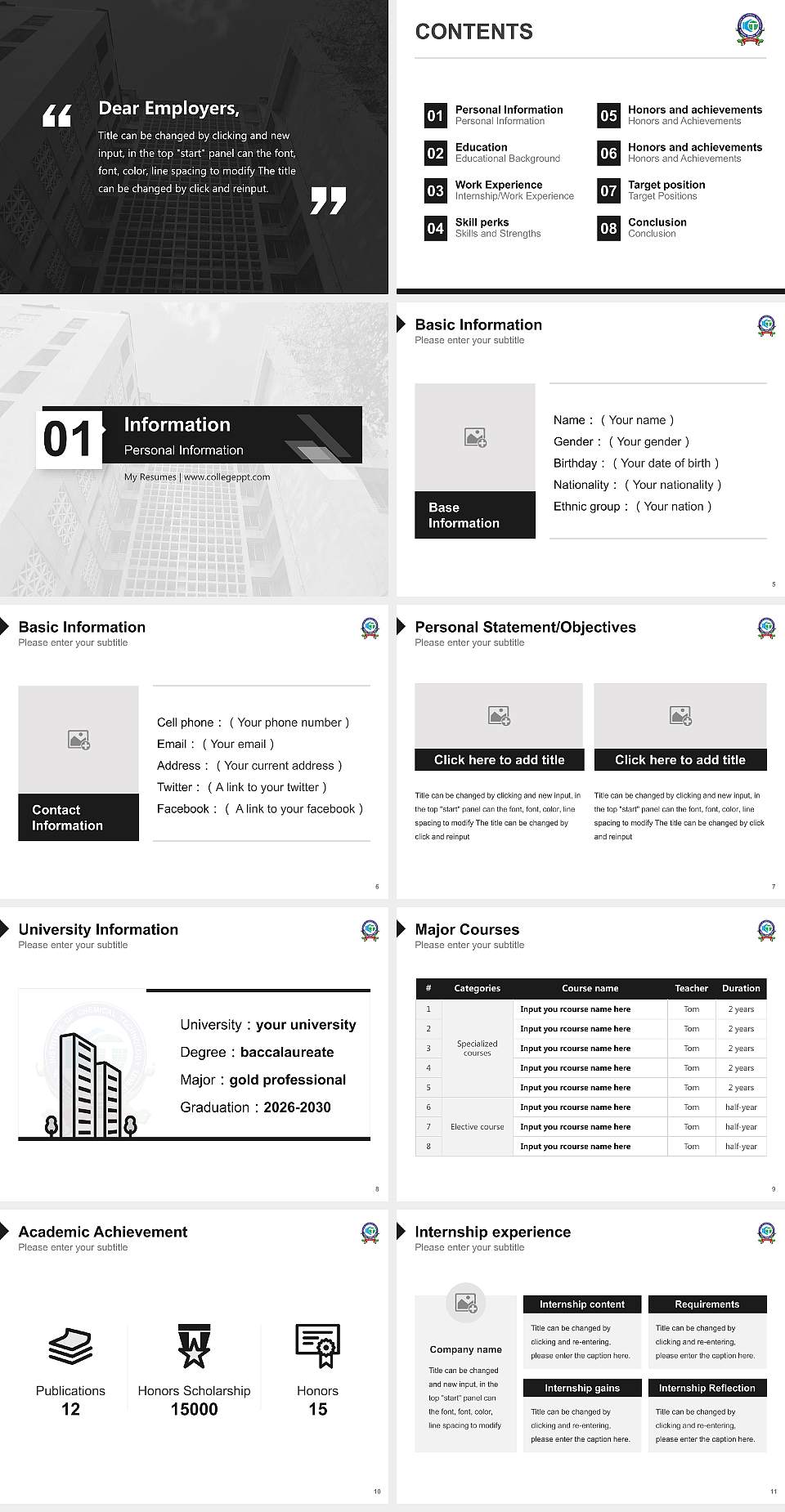 Institute of Chemical Technology Resume PPT Template4:3 ratio PPT effect preview image2