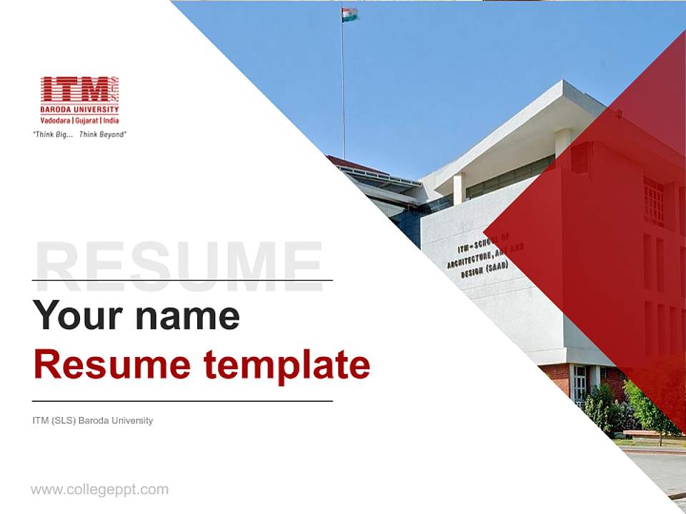 ITM (SLS) Baroda University Resume PPT Template4:3 ratio PPT effect preview image5