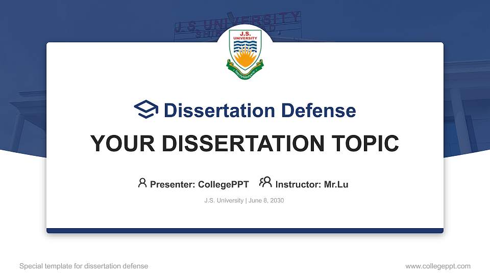 J.S. University Graduation Thesis Defense PPT Template16:9 ratio PPT effect preview image