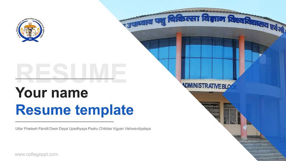 Uttar Pradesh Pandit Deen Dayal Upadhyaya Pashu Chikitsa Vigyan Vishwavidyalaya Resume PPT Template16:9 ratio PPT effect preview image