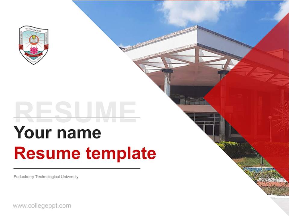 Puducherry Technological University Resume PPT Template4:3 ratio PPT effect preview image5