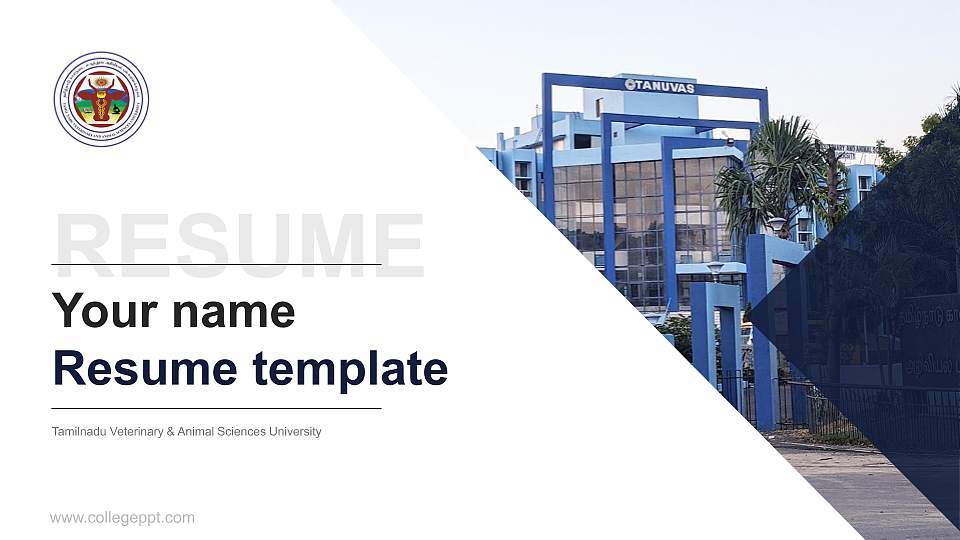 Tamilnadu Veterinary & Animal Sciences University Resume PPT Template16:9 ratio PPT effect preview image