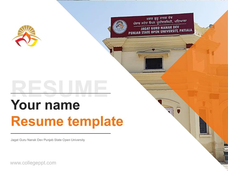Jagat Guru Nanak Dev Punjab State Open University Resume PPT Template4:3 ratio PPT effect preview image5