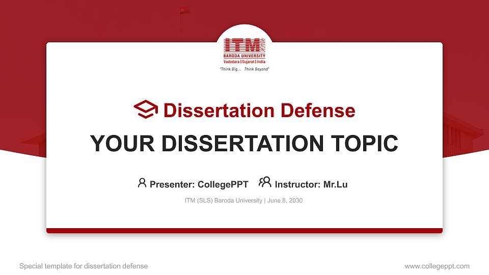 ITM (SLS) Baroda University Graduation Thesis Defense PPT Template16:9 ratio PPT effect preview image