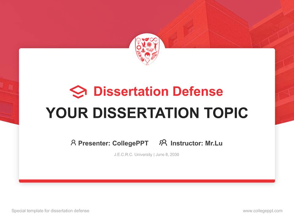 J.E.C.R.C. University Graduation Thesis Defense PPT Template4:3 ratio PPT effect preview image7
