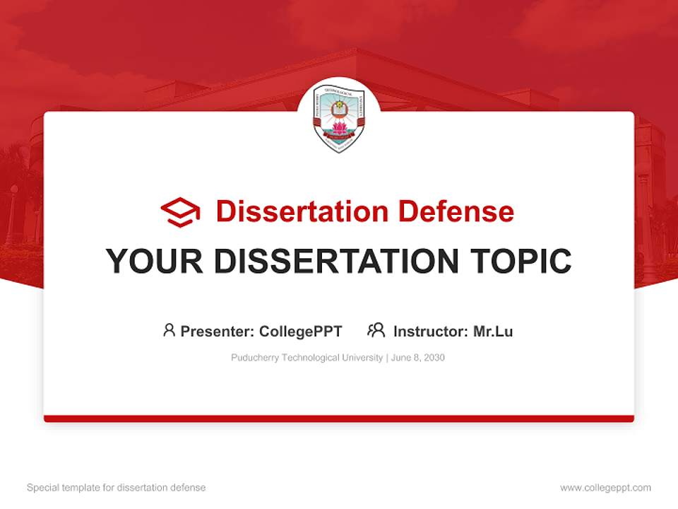 Puducherry Technological University Graduation Thesis Defense PPT Template4:3 ratio PPT effect preview image7