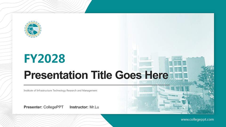 Institute of Infrastructure Technology Research and Management Academic Presentation/Research Findings Report PPT Template16:9 ratio PPT effect preview image