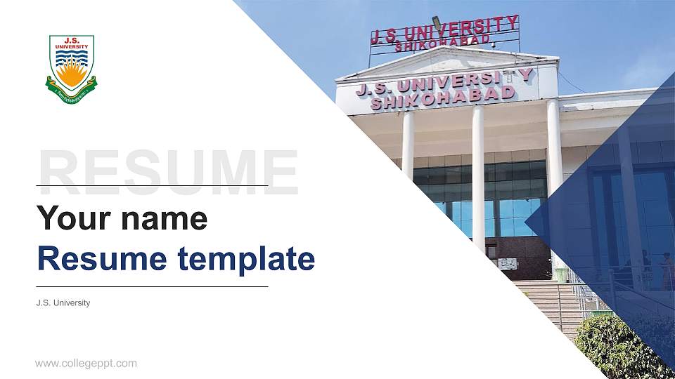 J.S. University Resume PPT Template16:9 ratio PPT effect preview image