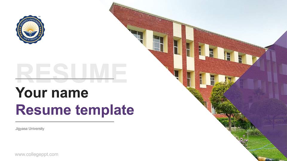 Jigyasa University Resume PPT Template16:9 ratio PPT effect preview image