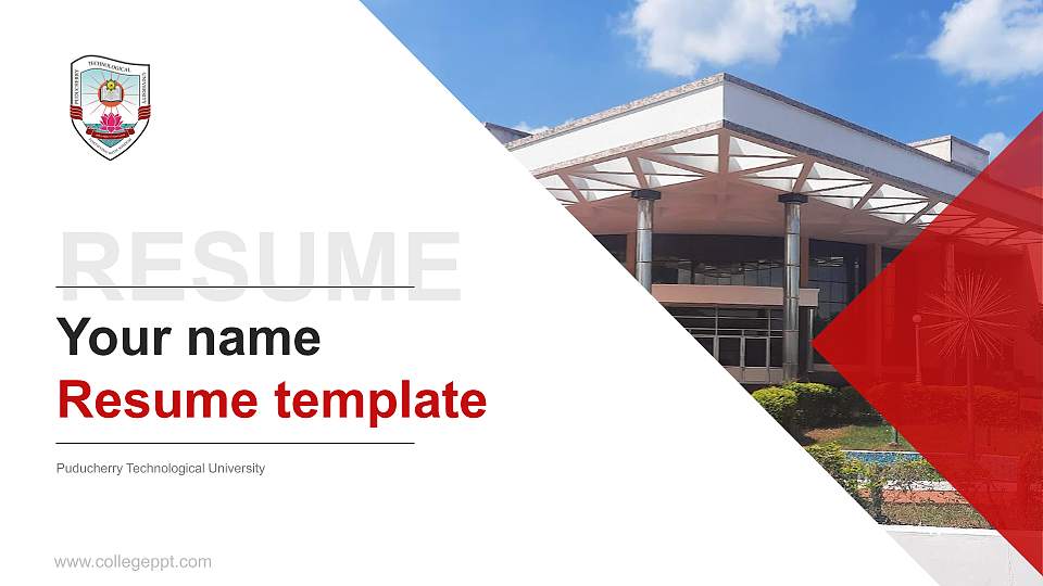 Puducherry Technological University Resume PPT Template16:9 ratio PPT effect preview image