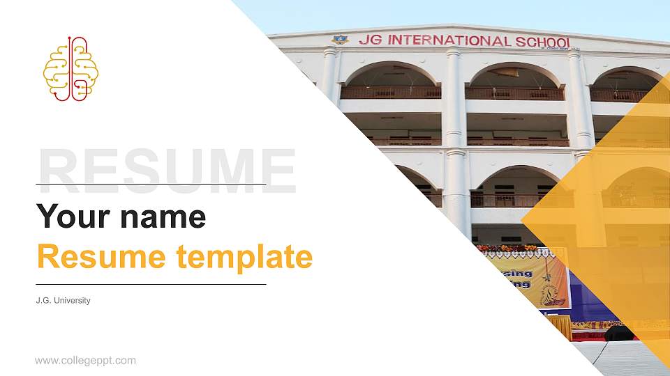 J.G. University Resume PPT Template16:9 ratio PPT effect preview image