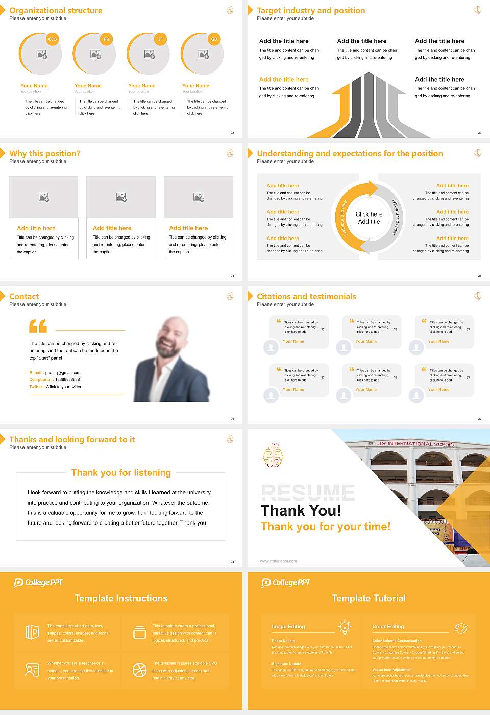 J.G. University Resume PPT Template16:9 ratio PPT effect preview image4