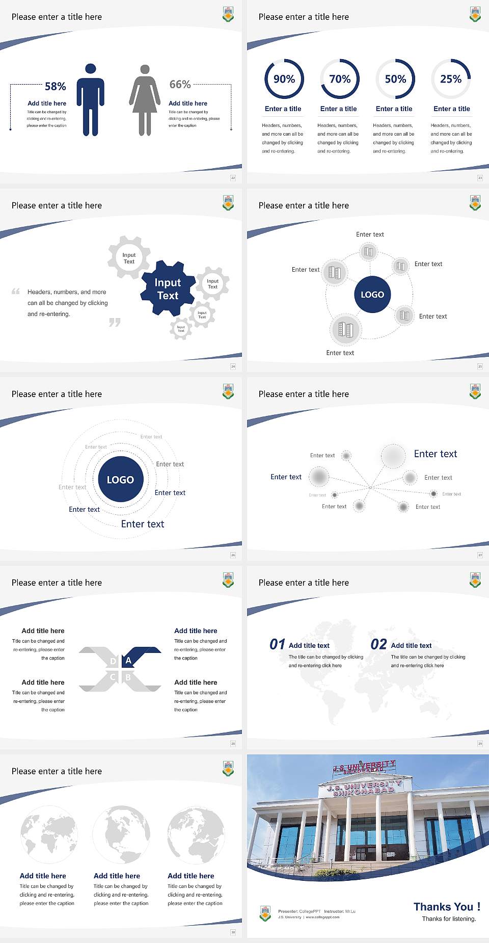 J.S. University Course/Courseware Creation PPT Template4:3 ratio PPT effect preview image4