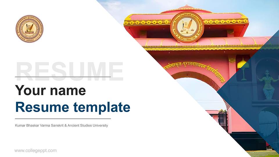 Kumar Bhaskar Varma Sanskrit & Ancient Studies University Resume PPT Template16:9 ratio PPT effect preview image