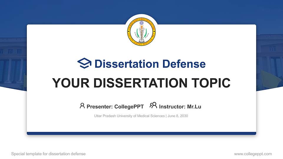Uttar Pradesh University of Medical Sciences Graduation Thesis Defense PPT Template16:9 ratio PPT effect preview image