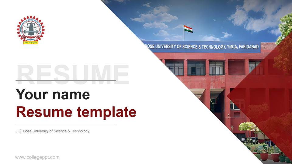 J.C. Bose University of Science & Technology Resume PPT Template16:9 ratio PPT effect preview image