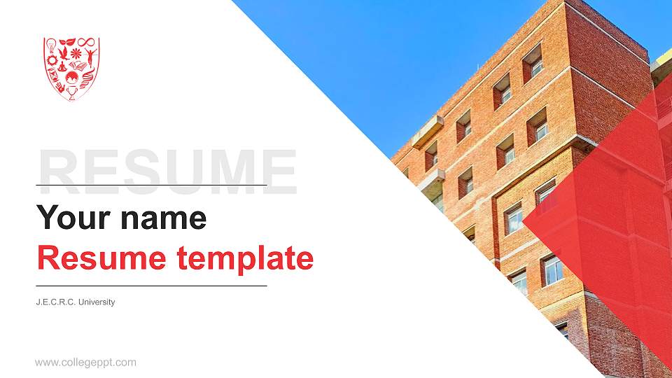 J.E.C.R.C. University Resume PPT Template16:9 ratio PPT effect preview image