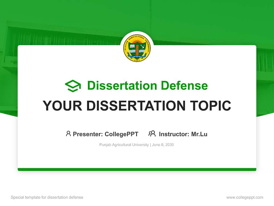Punjab Agricultural University Graduation Thesis Defense PPT Template4:3 ratio PPT effect preview image7