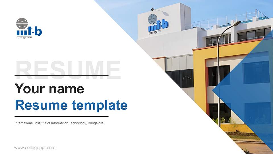 International Institute of Information Technology, Bangalore Resume PPT Template16:9 ratio PPT effect preview image